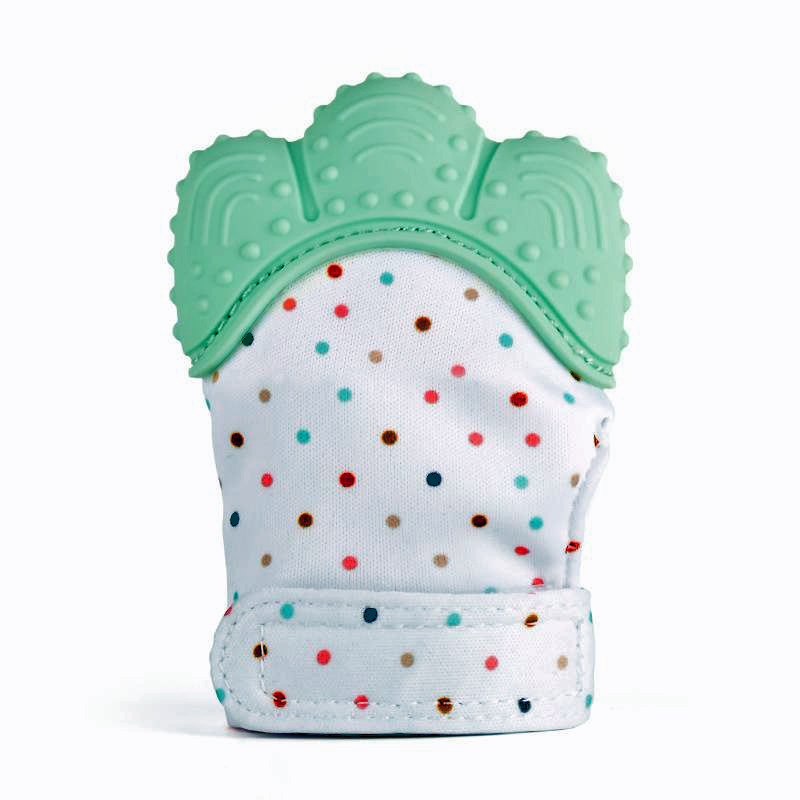 silikonova-rukavichka-za-grizane-chesane-na-nikneshti-bebeshki-zubi-shareni-cvetni-tochki